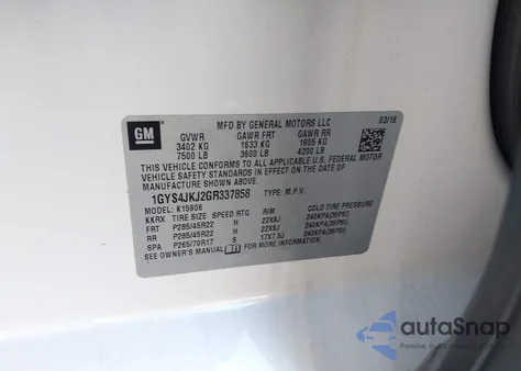 2016 Cadillac Escalade Esv Premium Collection z USA, uszkodzony, nr VIN 1GYS4JKJ2GR337858